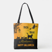 Tote Bag Cute chat famille Trick ou traiter Halloween (Dos)