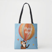Tote Bag Cute Chat Hot Air Balloon Whimsical Art (Devant)