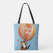 Tote Bag Cute Chat Hot Air Balloon Whimsical Art (Dos)