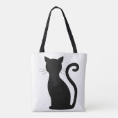 Tote Bag Cute Chat Noir Silhouette Fun Noir et Blanc (Dos)