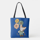 Tote Bag Cute Chat tenant des fleurs (Dos)