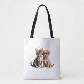 Tote Bag Cute chaton et chiot (Devant)