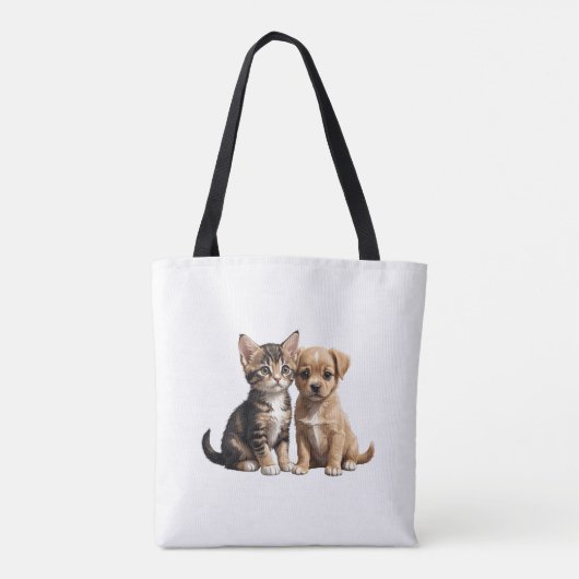 Tote Bag Cute chaton et chiot (Dos)