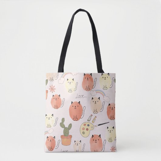 Tote Bag Cute chats sans couture motif (Devant)