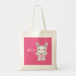 Tote Bag Cute Chibi Bunny Pink Personnalisé