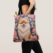 Tote Bag Cute Chien Poméranien Rose Floral (De près)