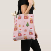 Tote Bag Cute Christmas Cats Pattern – Pink Holiday Design (De près)