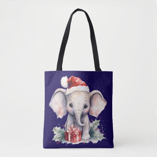 Tote Bag Cute Christmas Elephant (Devant)