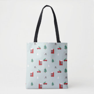 Tote Bag Cute Christmas Village Pattern