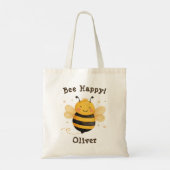 Tote Bag Cute Chubby Bumblebee "Bee Happy" (Dos)