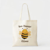 Tote Bag Cute Chubby Bumblebee "Bee Happy" (Devant)