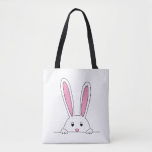 Tote Bag Cute Clipart Rabbit Peaking Cute Animaux Bunny Art