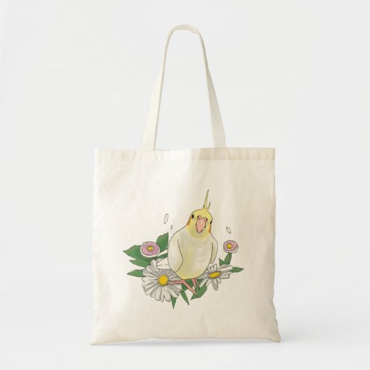 Tote Bag Cute Cockatiel Floral (Devant)