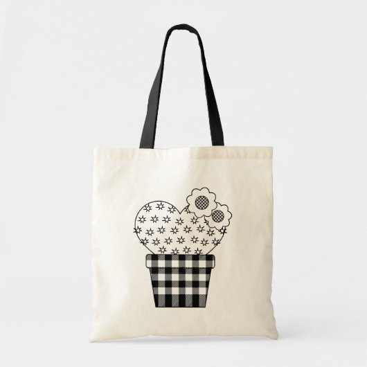 Tote Bag Cute Coeur Cactus Plaid Pot Plante (Devant)