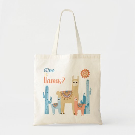 Tote Bag Cute Como Te Llamas Funny Boho Chic Alpaca Cactus (Devant)