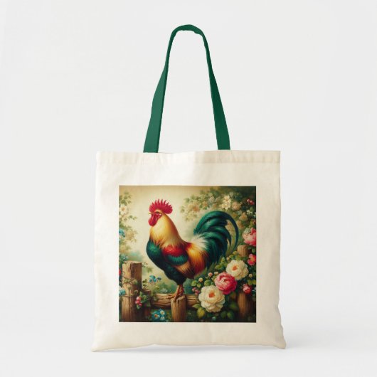 Tote Bag Cute coq rustique/vintage (Devant)
