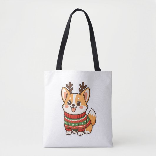 Tote Bag Cute Corgi Dog Ugly Christmas Sweater Holiday Swea (Devant)