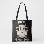 Tote Bag Cute Cow Moo Halloween Ghost Boo (Devant)