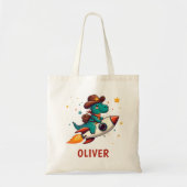 Tote Bag Cute Cowboy Dinosaur Riding Pied d'espace (Devant)
