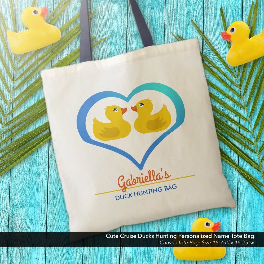 Tote Bag Cute Cruise Ducks Chasse Nom Personnalisé