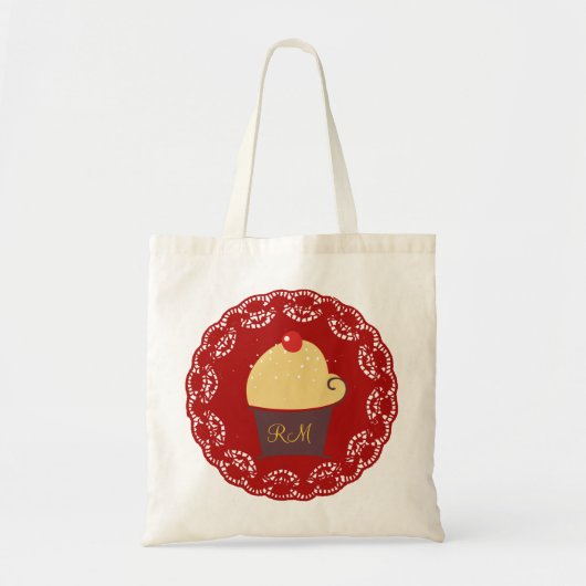 Tote Bag Cute Cupcake -Dentelle Doile Texte Personnalisé (Devant)