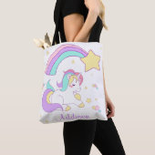Tote Bag Cute Custom Personalized Magical Rainbow Unicorn (De près)