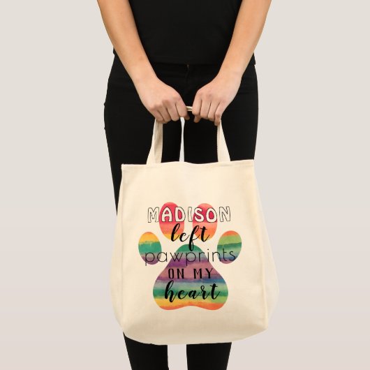 Tote Bag Cute Custom Rainbow Bridge Empreintes de pattes su (Devant (produit))