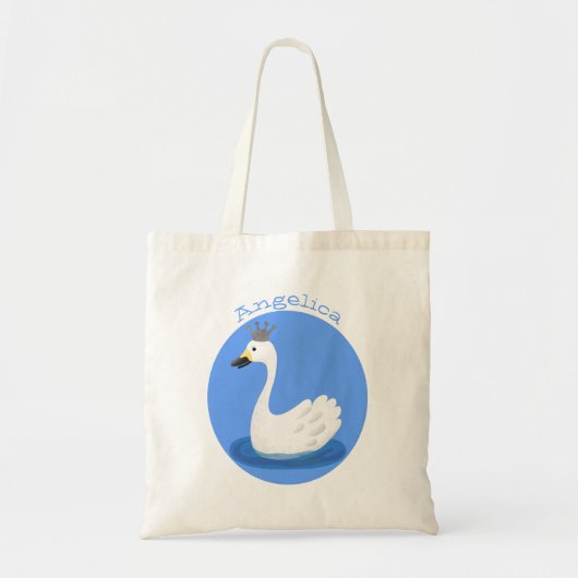 Tote Bag Cute cygne blanc avec dessin de la couronne (Devant)