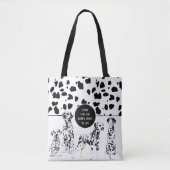 Tote Bag Cute Dalmatiens Noir & Blanc Zones Joyeuses (Devant)