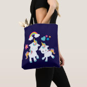 Tote Bag Cute Dancing Unicornes Magique Arc-en-ciel & Étoil (De près)