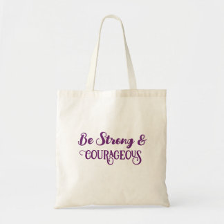 Tote Bag Cute Dark Purple Strong and Courageous Simple