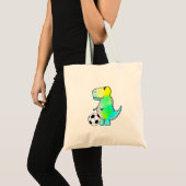 Tote Bag Cute Dinosaur Aime Le Football Aquarelle (Devant (produit))