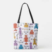 Tote Bag Cute doodle robots. Seamless pattern. Cartoon char (Dos)