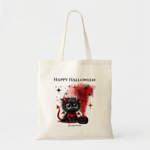 Tote Bag Cute drôle Devil Kitten Halloween Trick ou Treat