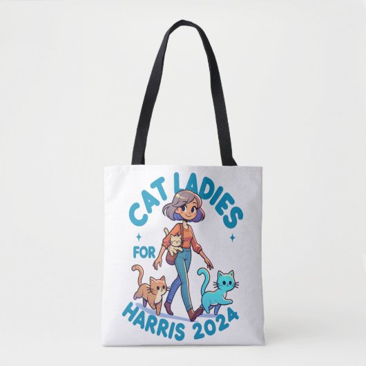 Tote Bag Cute Drôle Fille Enfant Chat Lady Kamala Harris (Devant)