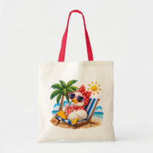Cute Duck Girl on Beach Vacation Summer Illustrati
