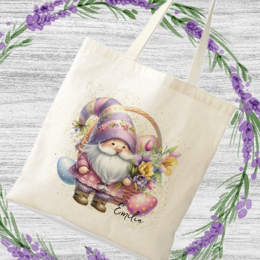 Tote Bag Cute Easter Egg Hunt Gnomes Glitter