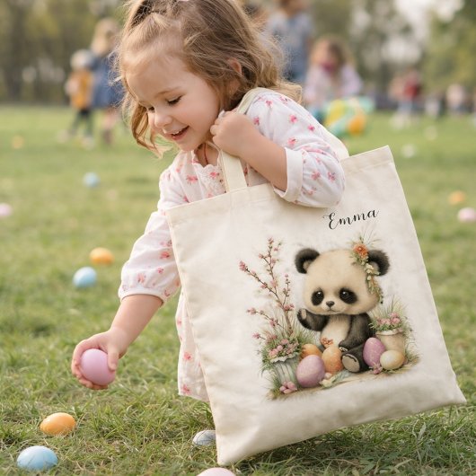Tote Bag Cute Easter Panda Illustration 