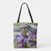 Tote Bag Cute écureuil terrestre et nature Fleur sauvage Ph (Dos)