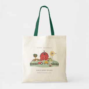 Tote Bag Cute Elegant Red Barnyard Baby shower animal de fe