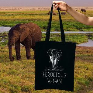 Tote Bag Cute Elephant Ferocie Vegan,