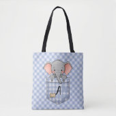 Tote Bag Cute Elephant Pékin de En vichy poche (Devant)