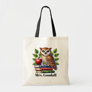 Tote Bag Cute Enseignant Amateurs de hibou ajouter nom pers