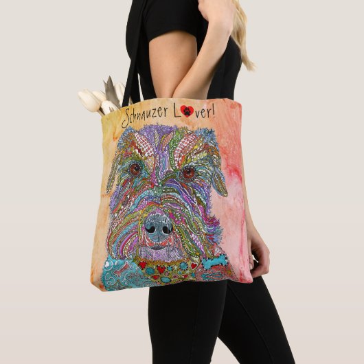 Tote Bag Cute et coloré Schnauzer Lover (De près)