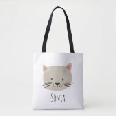 Tote Bag Cute face de chat Whimsical (Devant)