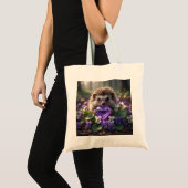 Tote Bag Cute February Hedgehog with Amethyst Heart (Devant (produit))