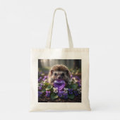 Tote Bag Cute February Hedgehog with Amethyst Heart (Dos)