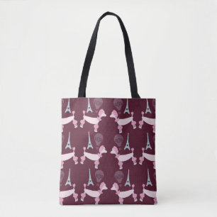 Tote Bag Cute Fifties Paris Poodle Design