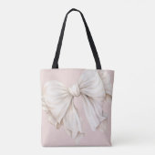 Tote Bag Cute fille blanche ivoire Bow sur rose (Dos)