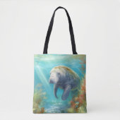 Tote Bag Cute Florida Manatee, (Devant)
